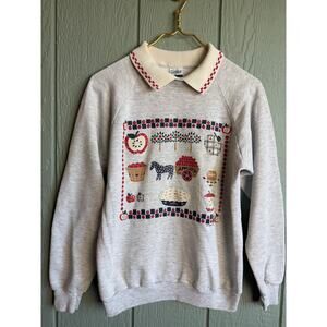 Vintage Apple Orchard Sweatshirt Women’s M USA Made Cottagecore Embroidered